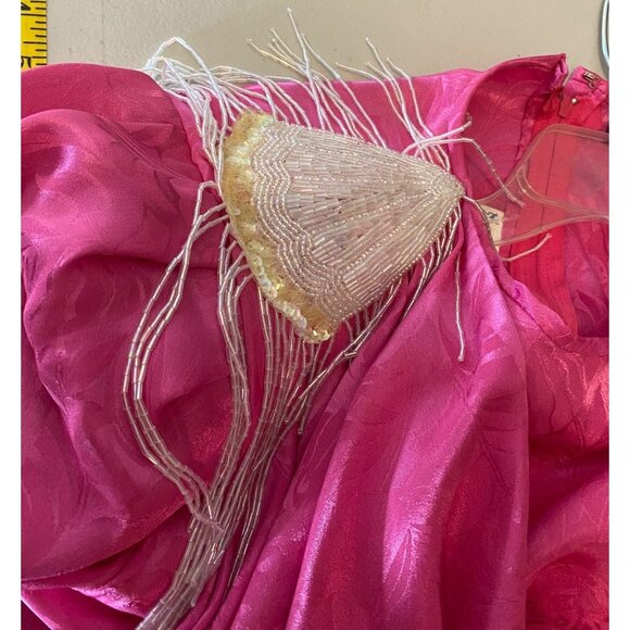 Vintage 1970's Pink Fuchsia Beaded Fringe Dress Size 10 Made In USA - Picture 3 of 11